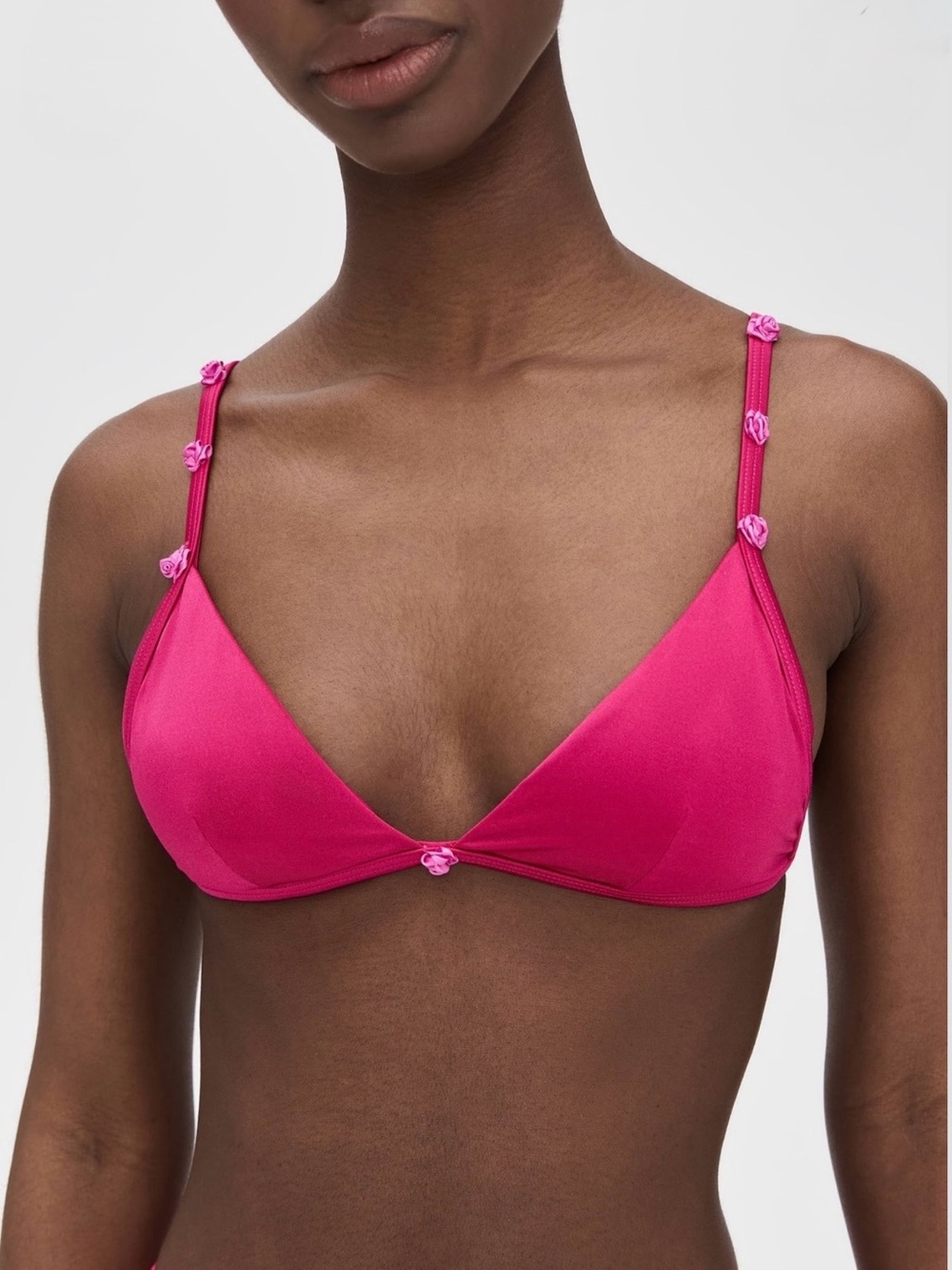 NWT Good American Women's Pink Satin Perfect Fit Bikini Top Fuschia Pink 5XL